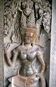 Angkor Wat - Relief mit Apsara-Tnzerin