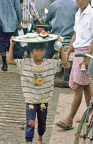 Umgebung von Kompong Cham: Kleiner Hndler an der Fhre