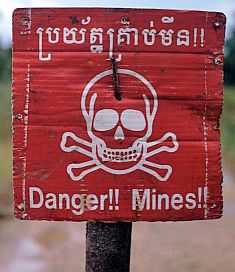 Minen-Warnschild