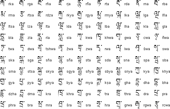 Tibetan conjunct consonants