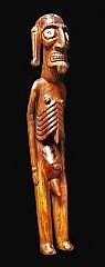 Moai Kavakava: Der Zweck der Figuren ist unbekannt. Sie werden heute als Ahnenbildnisse mit der Funktion eines Schutzgeistes gedeutet