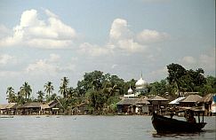 Drfchen mit Moschee am Negara-Fluss