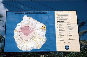 Karte des Gunung Gamalama mit Gefhrdungsgebieten durch den Lavaflsse