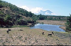 Landschaft mit Gunung Api auf Sangiang