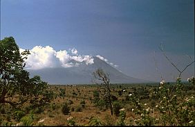 Transmigrasi Gebiet bei Tawali mit der Vulkaninsel Sangiang