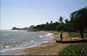 Strand mit Blick auf die Christusstatue