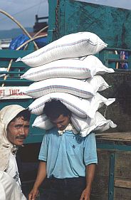 Reisscke werden verladen