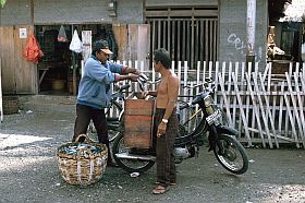 Ampibabo: Fischhndler mit Motorrad