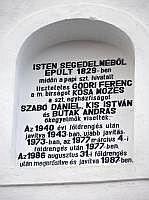 Sfntu Gheorghe: Festungskirche - Inschrift am Turm, in der diverse Erdbeben aufgefhrt werden