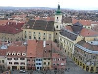 Blick vom Turm der Stadtkirche auf die katholische Kirche