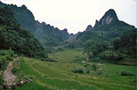 Landschaft zwischen Cao Bang und chinesischer Grenze