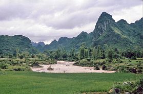 Landschaft bei den Ban Gioc Wasserfllen