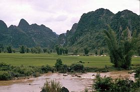 Landschaft bei den Ban Gioc Wasserfllen